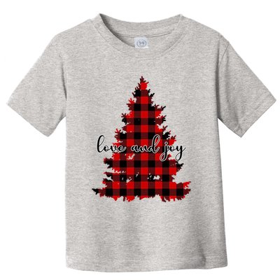 Love And Joy Checkered Christmas Tree Toddler T-Shirt