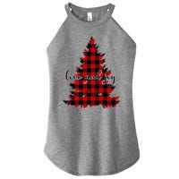 Love And Joy Checkered Christmas Tree Women’s Perfect Tri Rocker Tank