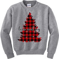 Love And Joy Checkered Christmas Tree Kids Sweatshirt