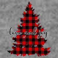 Love And Joy Checkered Christmas Tree Kids Hoodie