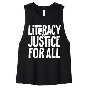 Literacy And Justice For All Literacy Education Women's Racerback Cropped Tank