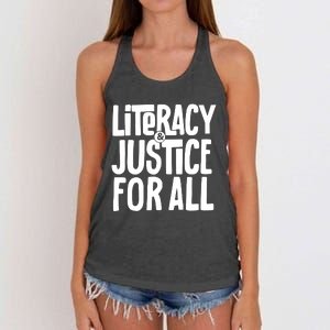 Literacy And Justice For All Literacy Education Women's Knotted Racerback Tank