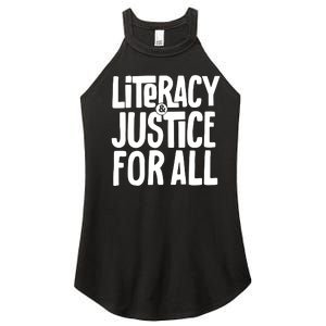 Literacy And Justice For All Literacy Education Women's Perfect Tri Rocker Tank