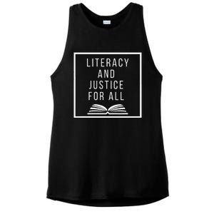 Literacy And Justice For All Literacy Teacher Reading Ladies PosiCharge Tri-Blend Wicking Tank