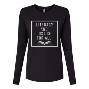 Literacy And Justice For All Literacy Teacher Reading Womens Cotton Relaxed Long Sleeve T-Shirt