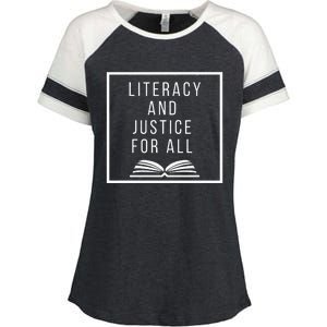 Literacy And Justice For All Literacy Teacher Reading Enza Ladies Jersey Colorblock Tee