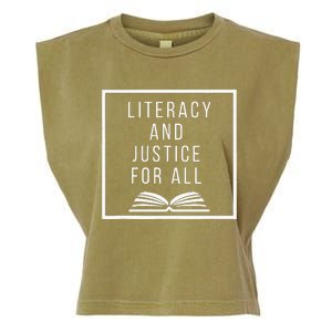 Literacy And Justice For All Literacy Teacher Reading Garment-Dyed Women's Muscle Tee