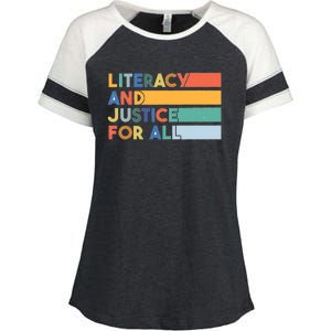 Literacy And Justice For All Reading Literacy Education Enza Ladies Jersey Colorblock Tee