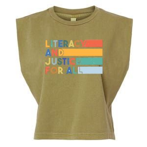 Literacy And Justice For All Reading Literacy Education Garment-Dyed Women's Muscle Tee