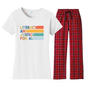 Literacy And Justice For All Reading Literacy Education Women's Flannel Pajama Set