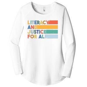 Literacy And Justice For All Reading Literacy Education Women's Perfect Tri Tunic Long Sleeve Shirt