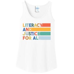 Literacy And Justice For All Reading Literacy Education Ladies Essential Tank