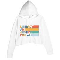 Literacy And Justice For All Reading Literacy Education Crop Fleece Hoodie