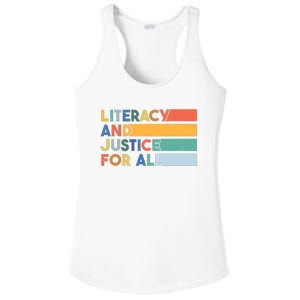 Literacy And Justice For All Reading Literacy Education Ladies PosiCharge Competitor Racerback Tank