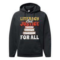 Literacy and Justice for All Teachers Education Librarian Performance Fleece Hoodie