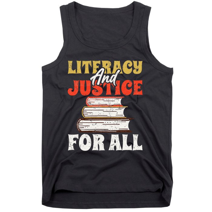 Literacy and Justice for All Teachers Education Librarian Tank Top