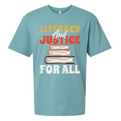 Literacy and Justice for All Teachers Education Librarian Sueded Cloud Jersey T-Shirt