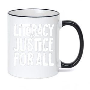 Literacy And Justice For All Teacher Gift 11oz Black Color Changing Mug