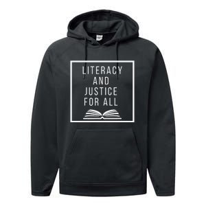 Literacy and Justice for All Literacy Teacher Reading Performance Fleece Hoodie