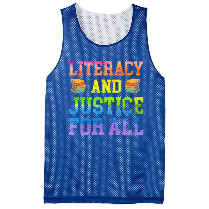 Literacy And Justice For All Literacy Teacher Gift Reading Cool Gift Mesh Reversible Basketball Jersey Tank