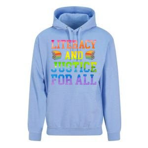 Literacy And Justice For All Literacy Teacher Gift Reading Cool Gift Unisex Surf Hoodie