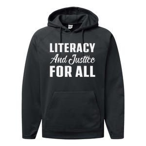 Literacy And Justice For All Retro Book Club Librarian Performance Fleece Hoodie