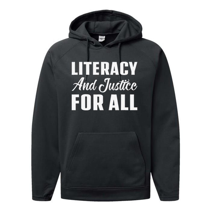 Literacy And Justice For All Retro Book Club Librarian Performance Fleece Hoodie