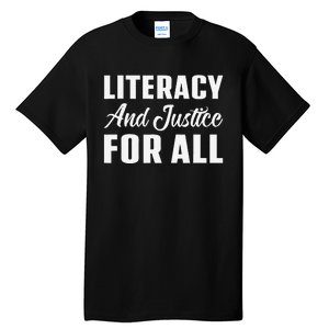 Literacy And Justice For All Retro Book Club Librarian Tall T-Shirt