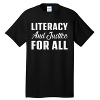 Literacy And Justice For All Retro Book Club Librarian Tall T-Shirt