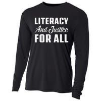 Literacy And Justice For All Retro Book Club Librarian Cooling Performance Long Sleeve Crew