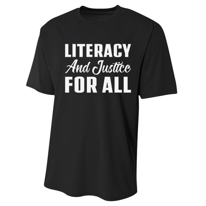 Literacy And Justice For All Retro Book Club Librarian Performance Sprint T-Shirt