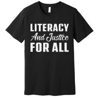 Literacy And Justice For All Retro Book Club Librarian Premium T-Shirt