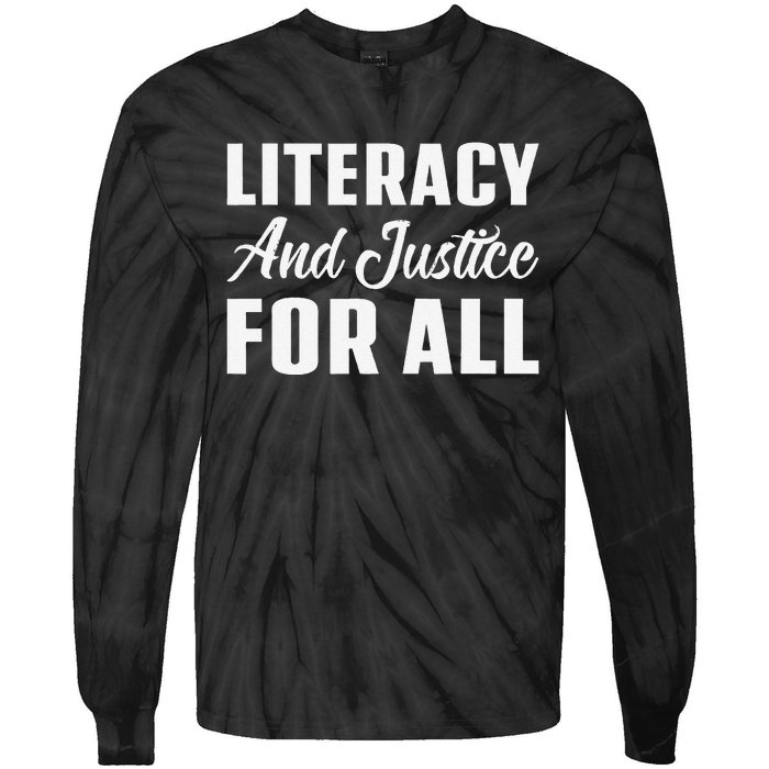 Literacy And Justice For All Retro Book Club Librarian Tie-Dye Long Sleeve Shirt