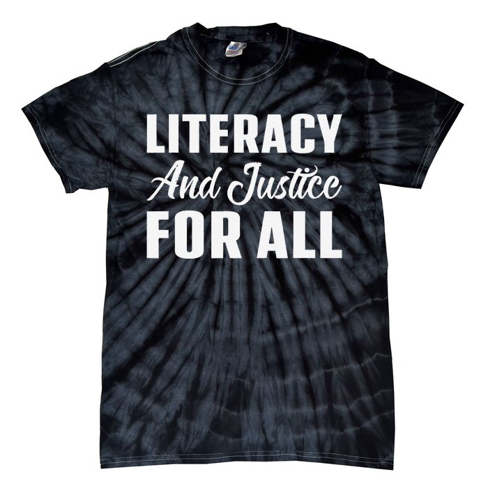 Literacy And Justice For All Retro Book Club Librarian Tie-Dye T-Shirt