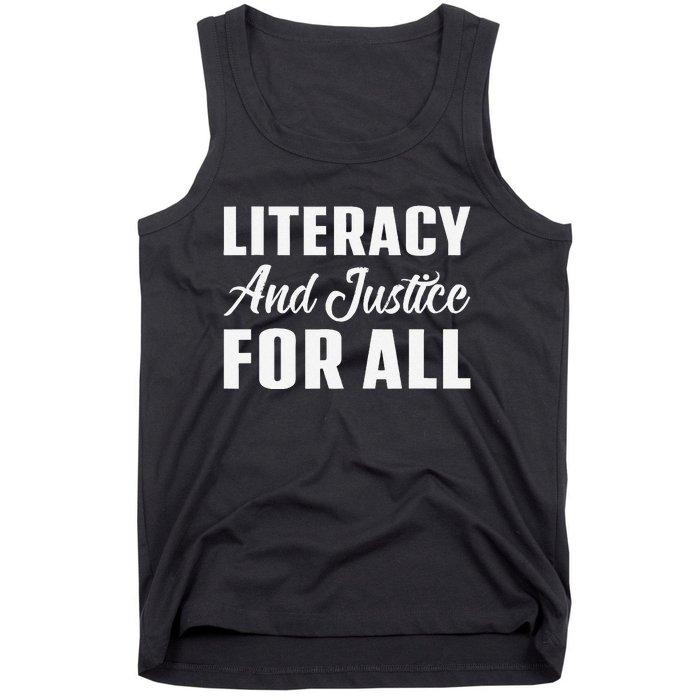 Literacy And Justice For All Retro Book Club Librarian Tank Top