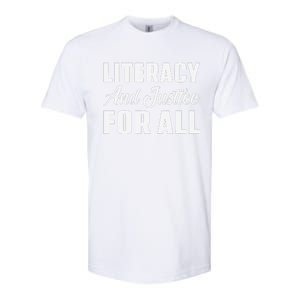 Literacy And Justice For All Retro Book Club Librarian Softstyle CVC T-Shirt