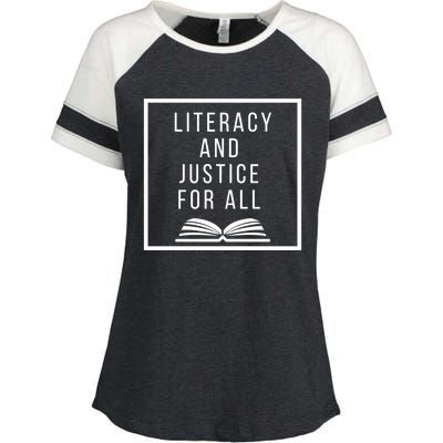 Literacy And Justice For All Social Justice Readingteacher Meaningful Gift Enza Ladies Jersey Colorblock Tee