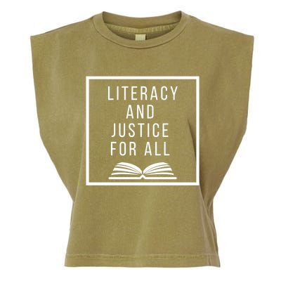 Literacy And Justice For All Social Justice Readingteacher Meaningful Gift Garment-Dyed Women's Muscle Tee