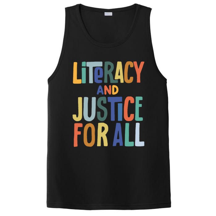 Literacy And Justice For All Reading Book Club Book Lover Reading PosiCharge Competitor Tank