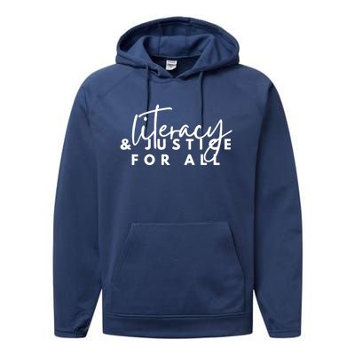 Literacy And Justice For All Gift Performance Fleece Hoodie