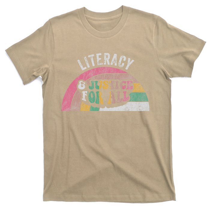 Literacy And Justice For All Bold Retro T-Shirt