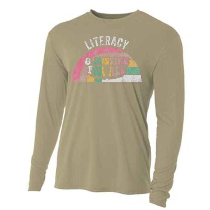 Literacy And Justice For All Bold Retro Cooling Performance Long Sleeve Crew