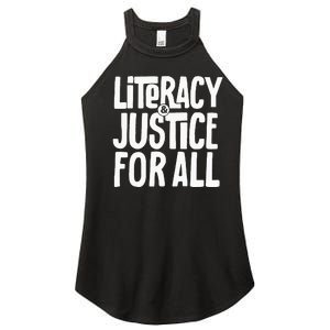 Literacy And Justice For All Social Justice Funny Women's Perfect Tri Rocker Tank