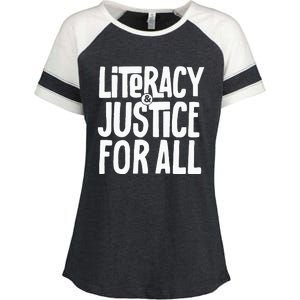 Literacy And Justice For All Social Justice Funny Enza Ladies Jersey Colorblock Tee