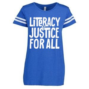 Literacy And Justice For All Social Justice Funny Enza Ladies Jersey Football T-Shirt