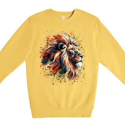 Lion Animal King Nature Graphic Women Trendy Premium Crewneck Sweatshirt