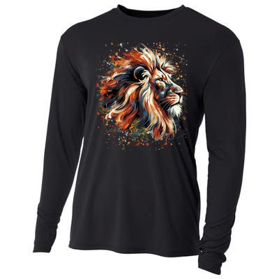 Lion Animal King Nature Graphic Women Trendy Cooling Performance Long Sleeve Crew