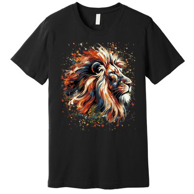 Lion Animal King Nature Graphic Women Trendy Premium T-Shirt