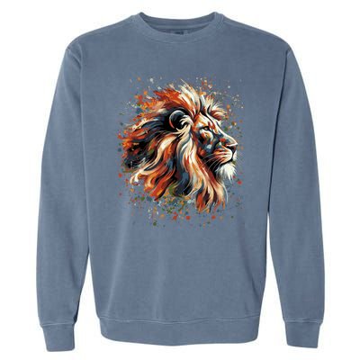 Lion Animal King Nature Graphic Women Trendy Garment-Dyed Sweatshirt