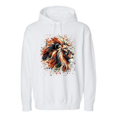 Lion Animal King Nature Graphic Women Trendy Garment-Dyed Fleece Hoodie